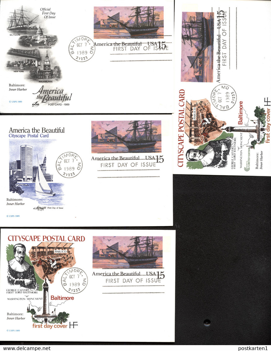 USA UX136 4 Postal Cards FDC 1989 - 1981-00