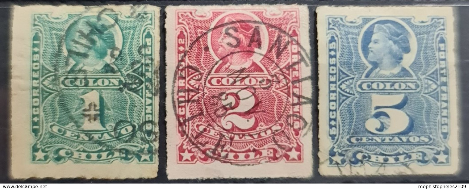 CHILE 1878 - Canceled - Sc# 25-27 - Chile