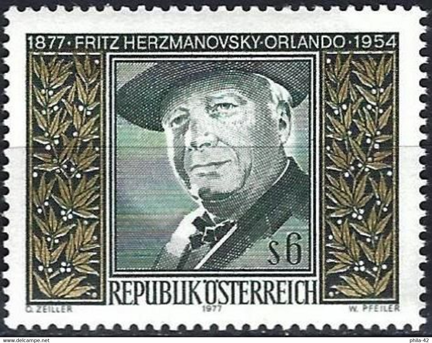 Austria 1977 - Mi 1547 - YT 1376 ( Fritz Herzmanovsky-Orlando, Writer ) MNH** - Ecrivains