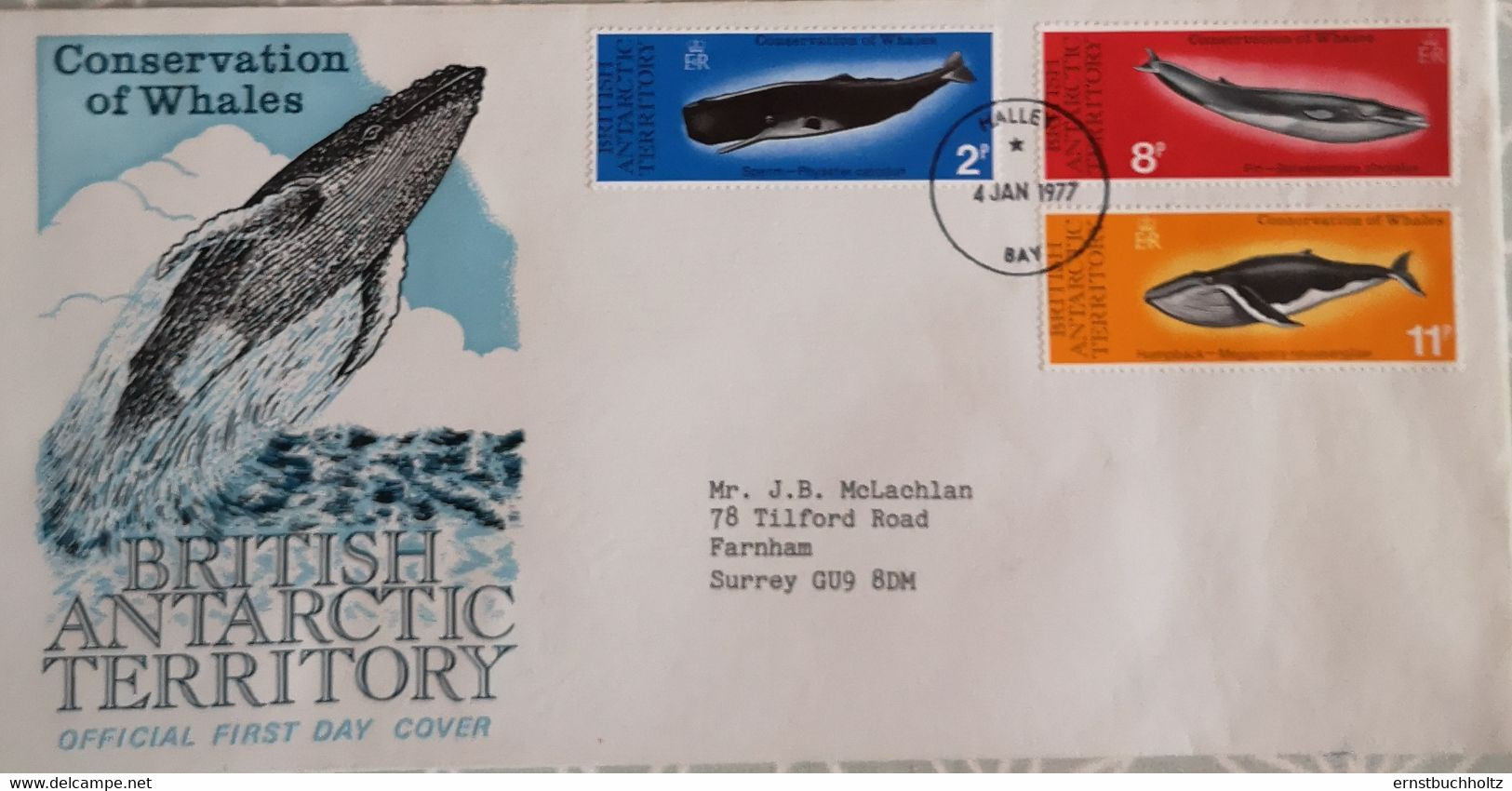 British Antarctic Territory  FDC 1977 Ohne Mi 67 ** Wale Whales - FDC