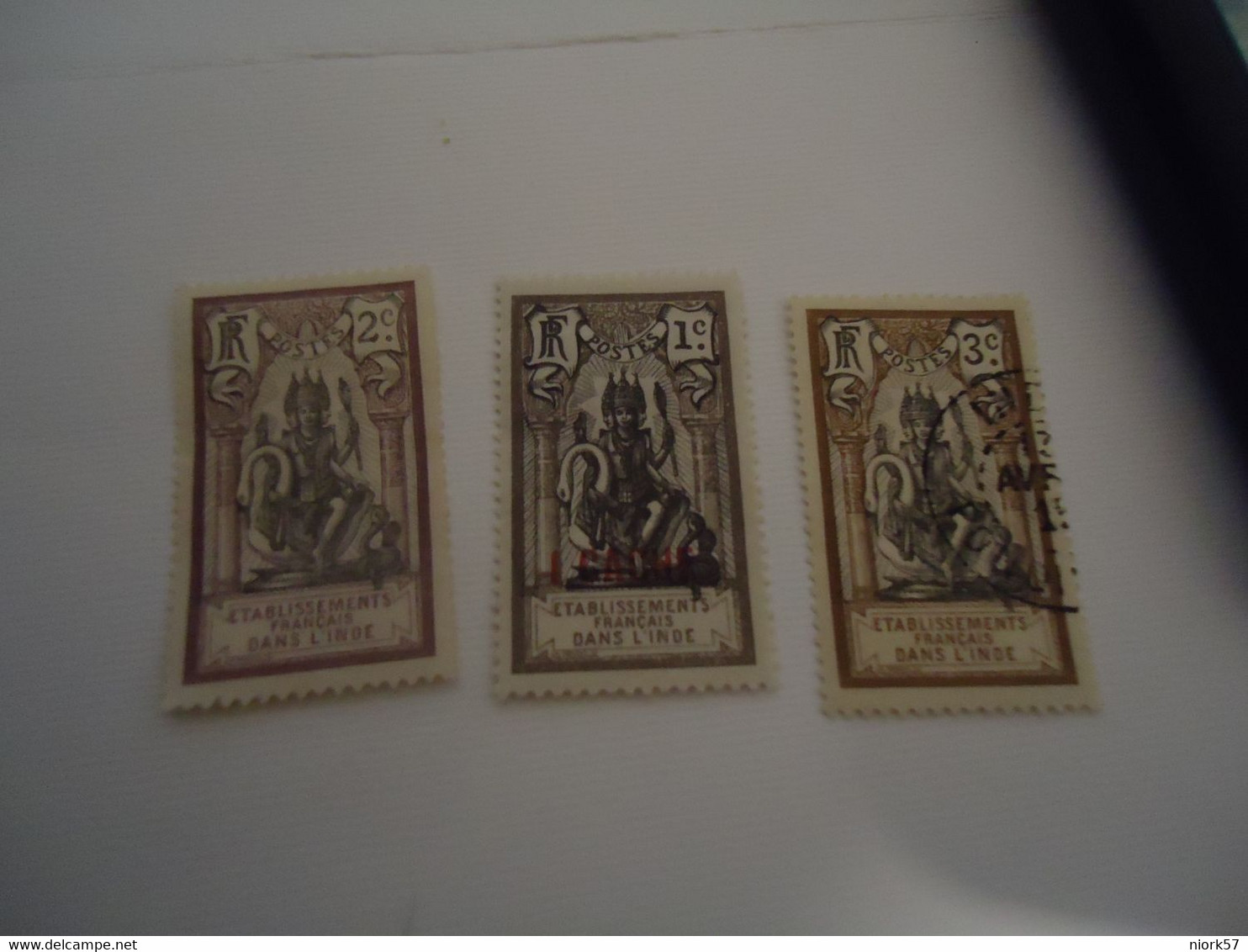 INDIA  FRANCE  COLONIES USED 3  STAMPS ONE OVERPRINT - Other & Unclassified