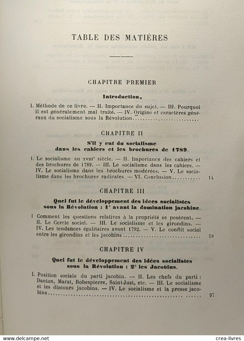 Le Socialisme Et La Révolution Française - étude Sur Les Idées Socialistes En France De 1789 à 1796 - Histoire