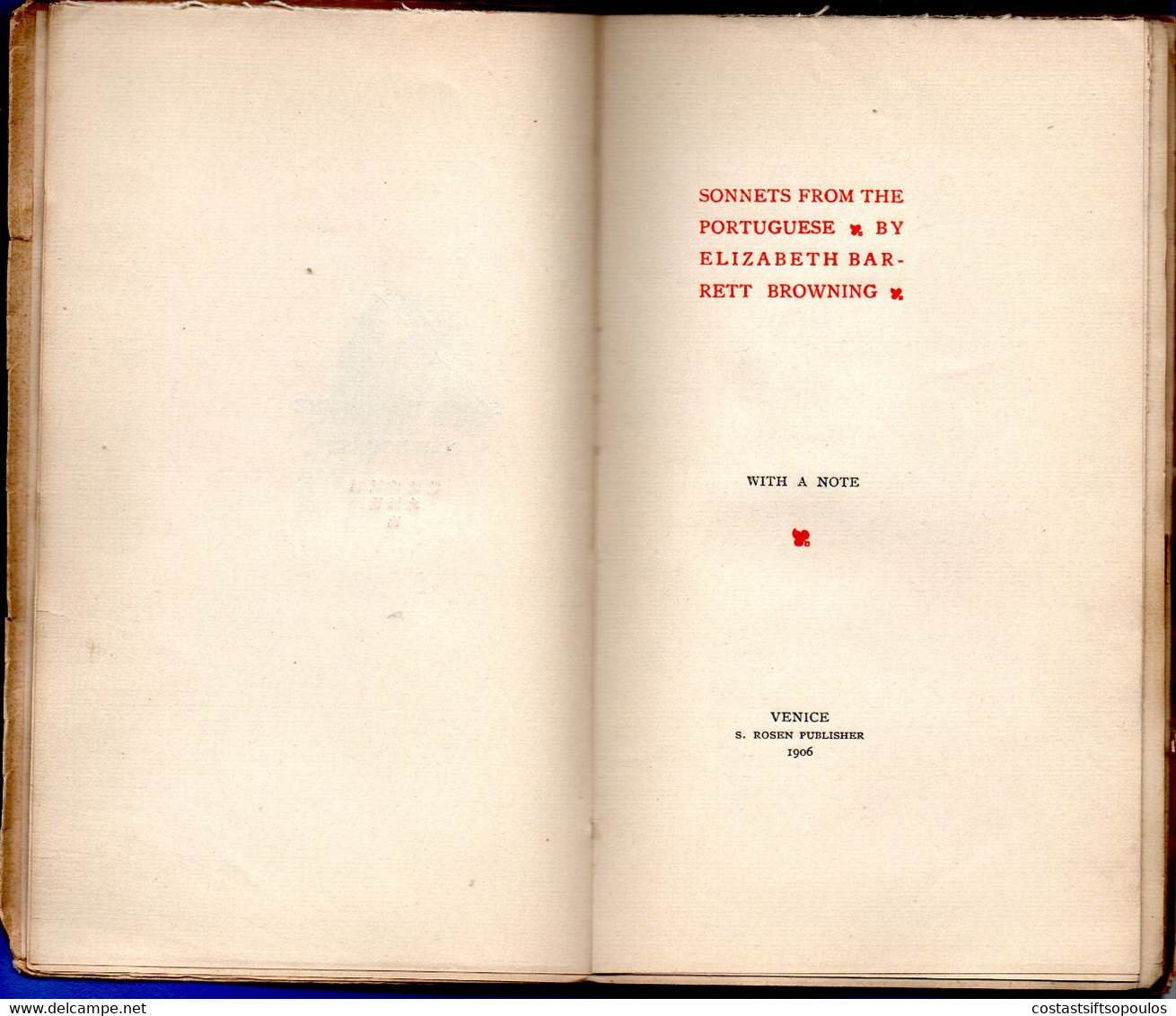 1233.SONNETS FROM THE PORTUGUESE.E.BARRET BROWNING,VENICE 1906,SPECIAL EDITION FOR  THE MARCHESA PERUZZI DE' MEDICI - 1900-1949