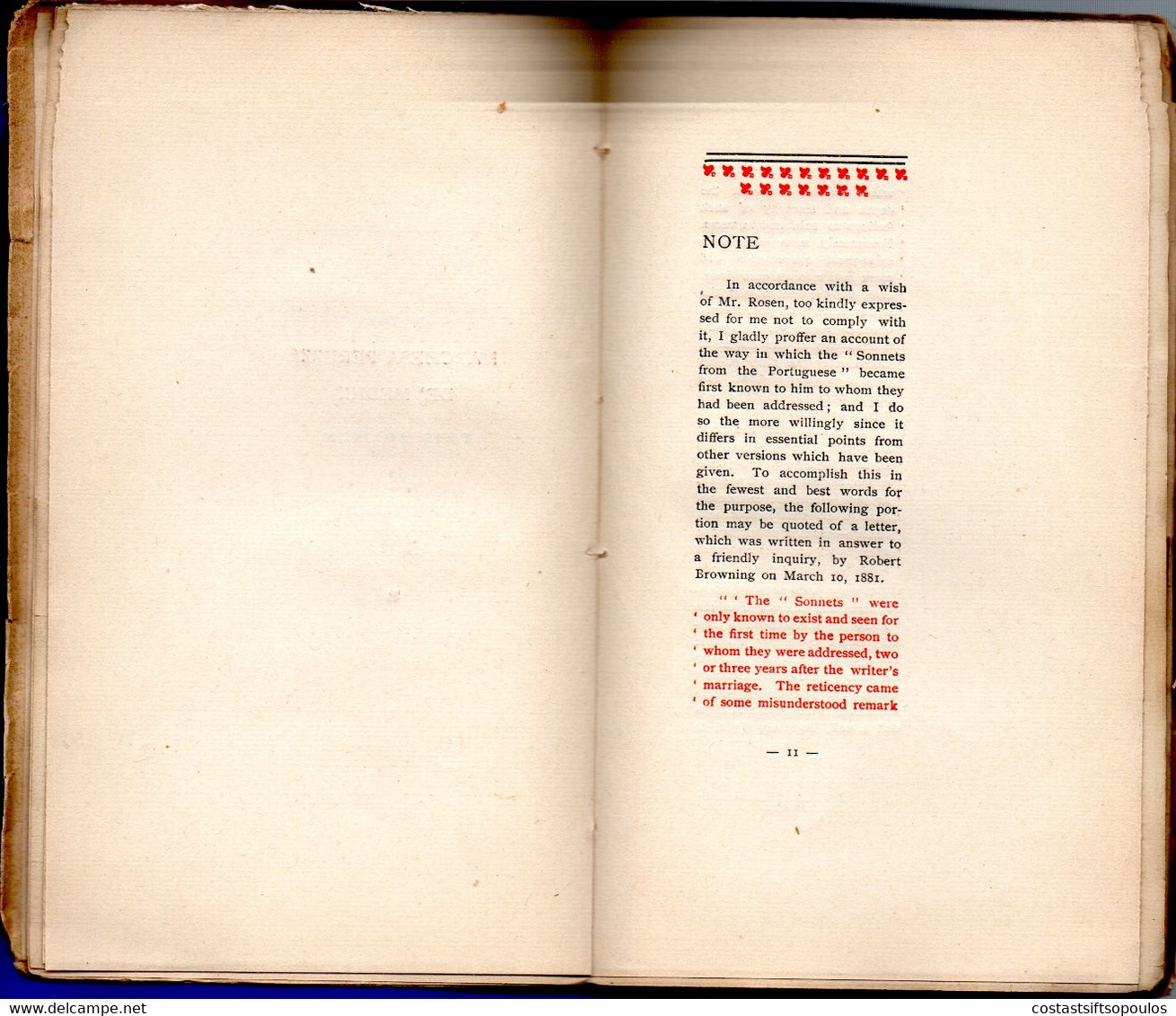 1233.SONNETS FROM THE PORTUGUESE.E.BARRET BROWNING,VENICE 1906,SPECIAL EDITION FOR  THE MARCHESA PERUZZI DE' MEDICI - 1900-1949