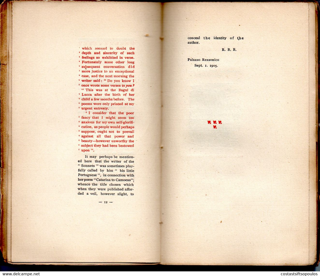 1233.SONNETS FROM THE PORTUGUESE.E.BARRET BROWNING,VENICE 1906,SPECIAL EDITION FOR  THE MARCHESA PERUZZI DE' MEDICI