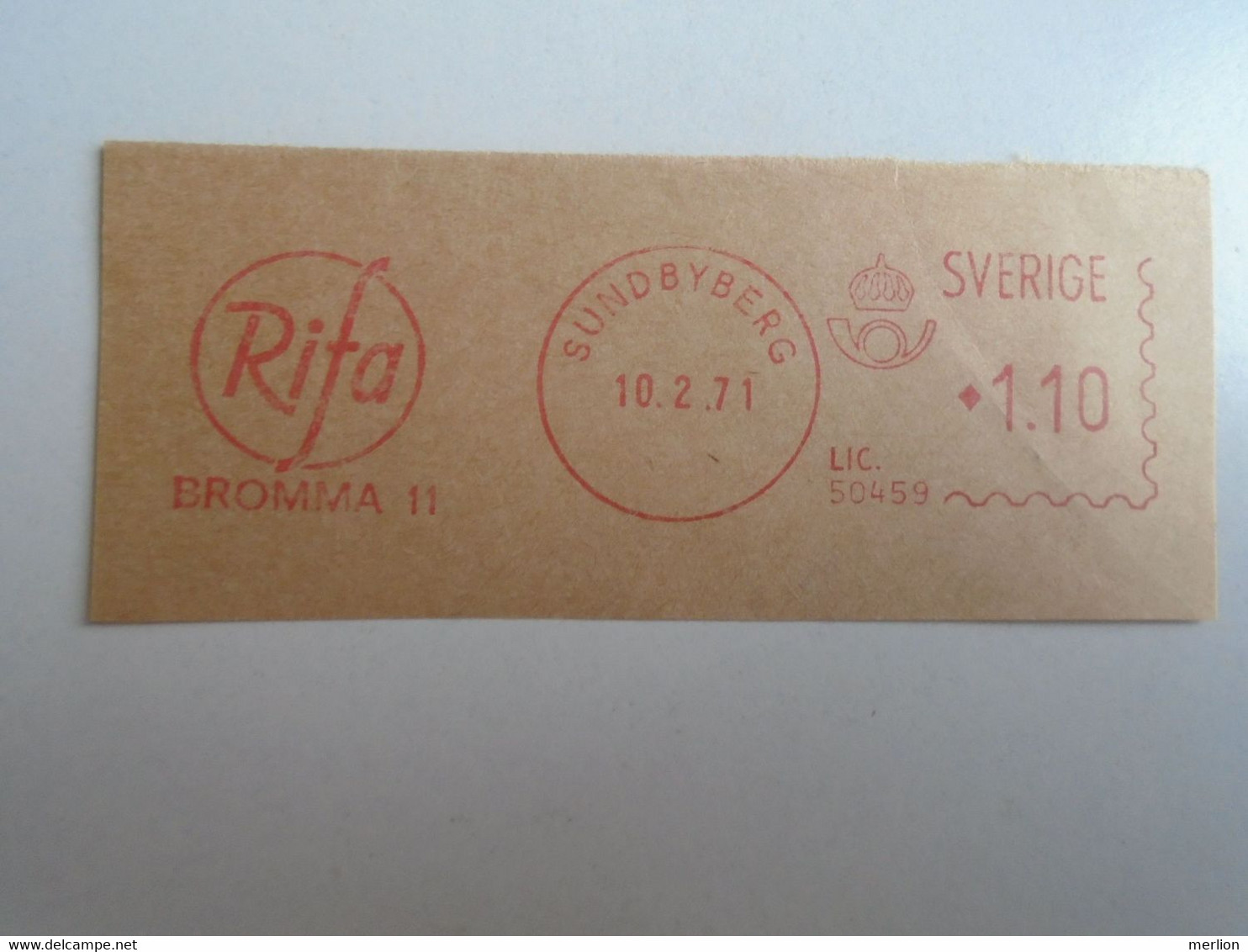 D191861  Sweden Sverige   RIFA  -Sundbyberg    1971  - 1.10 K - RED METER  FREISTEMPEL  EMA - Machine Labels [ATM]