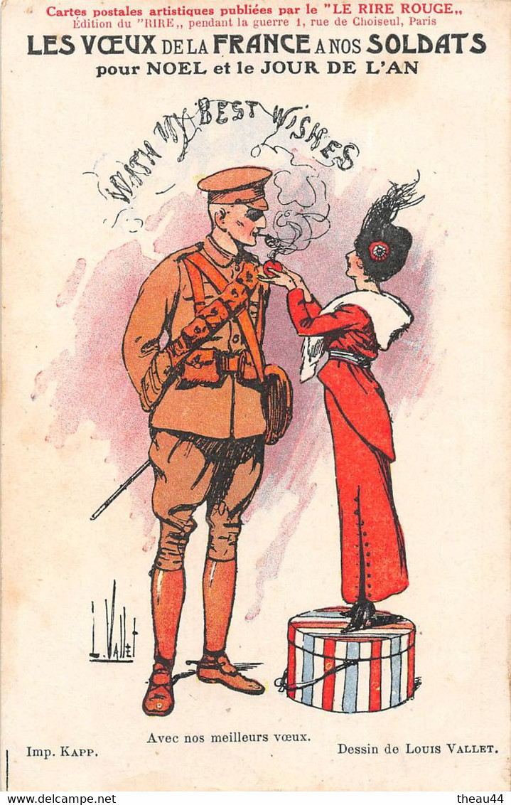 Illustrateur " Louis VALLET " - Guerre 1914-18 - Les Voeux De La France à Nos Soldats Pour Noël Et Le Jour De L'An - Vallet, L.