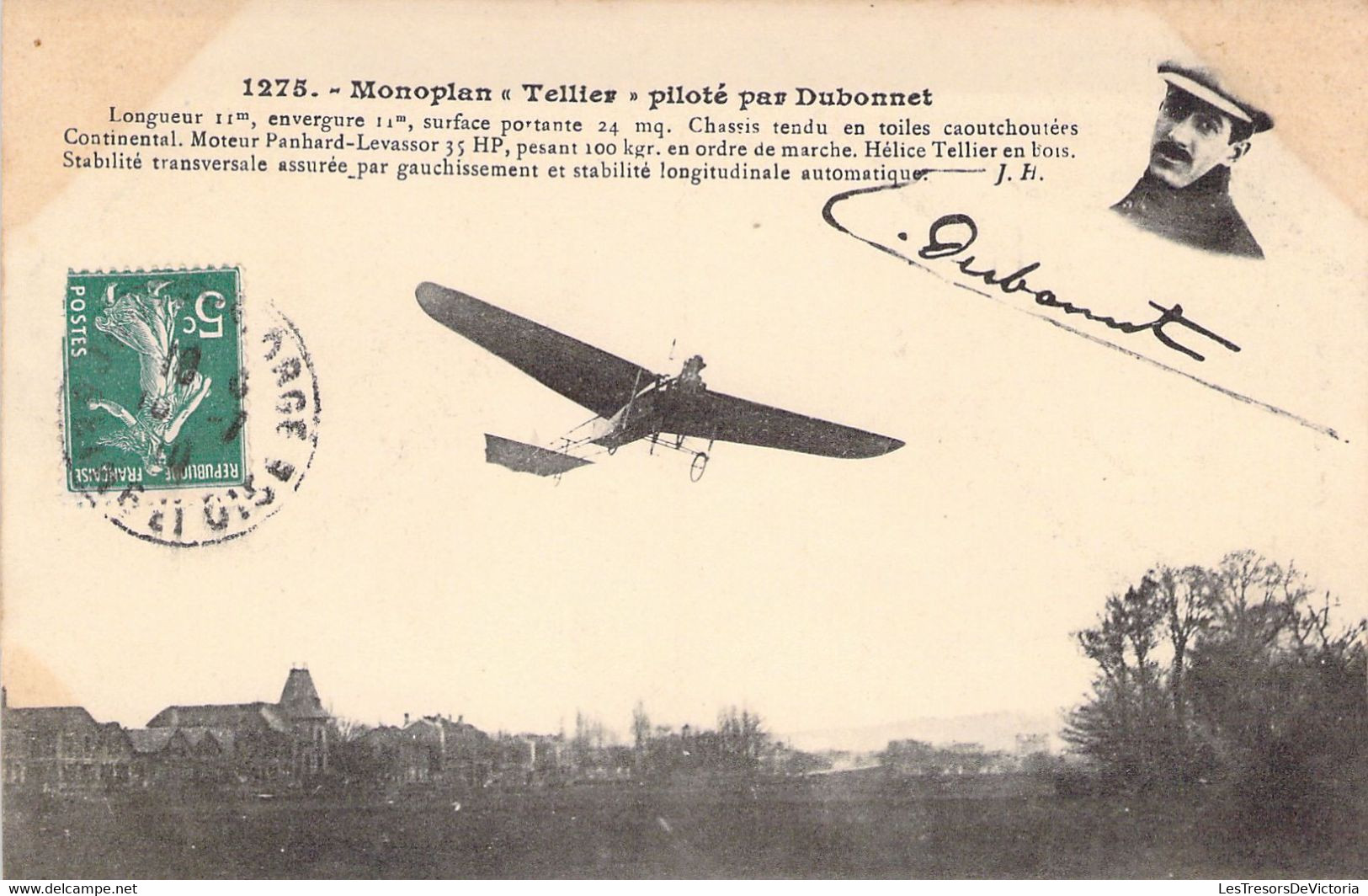 CPA - AVIATION PRECURSEUR - 1910 - MONOPLAN TELLIER PILOTE PAR DUBONNET - J Hauser éditeur - ....-1914: Voorlopers