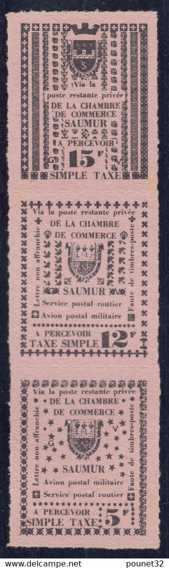 FRANCE : TIMBRE DE GREVE SAUMUR N° 4/6 ( MAURY ) PERCE EN LIGNE NEUF SANS GOMME - Stamps