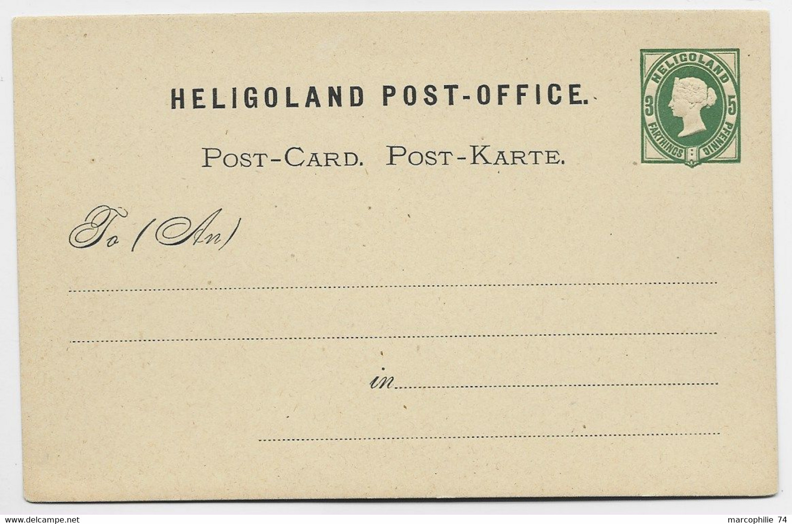 GERMANY HELIGOLAND POST OFFICE ENTIER 3 PFENNING NEUF SUPERBE - Helgoland