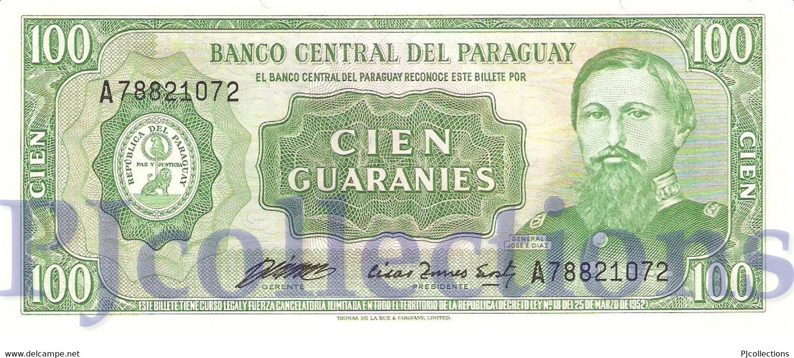 PARAGUAY 100 GUARANIES 1982 PICK 205 UNC - Paraguay