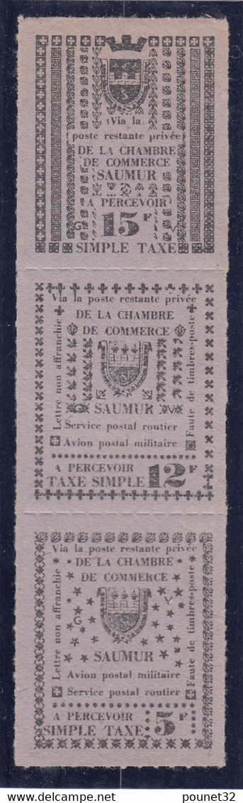 FRANCE : TIMBRE DE GREVE SAUMUR N° 4/6 ( MAURY ) PERCE EN LIGNE NEUF SANS GOMME - Stamps