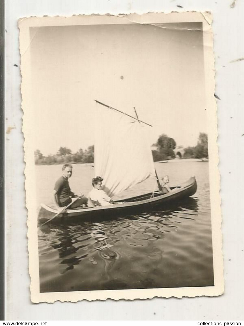 Photographie, Bateau ,voilier, ERIGNE, Maine Et Loire,1945, 90 X 60 Mm - Barche