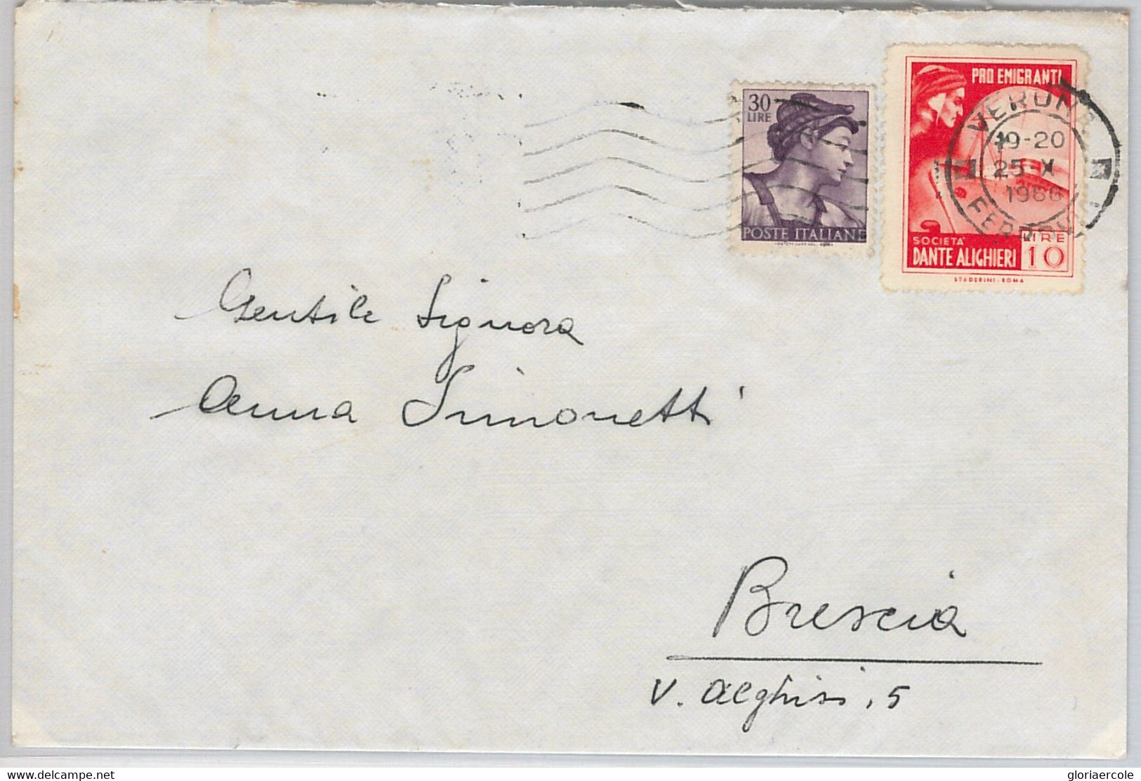 47554 - ITALY - POSTAL HISTORY - POSTER STAMP Used As STAMP On Cover 1966  DANTE - Ecrivains