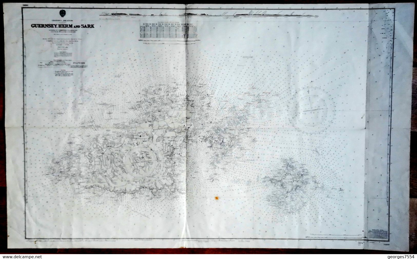 GUERNSEY. HERM And SARK- ISLANDS  Grande Carte Marin SURVEYED BY COMMANDER F.W. SIDNEY 1961 - 71 X 116 Cm. - Seekarten