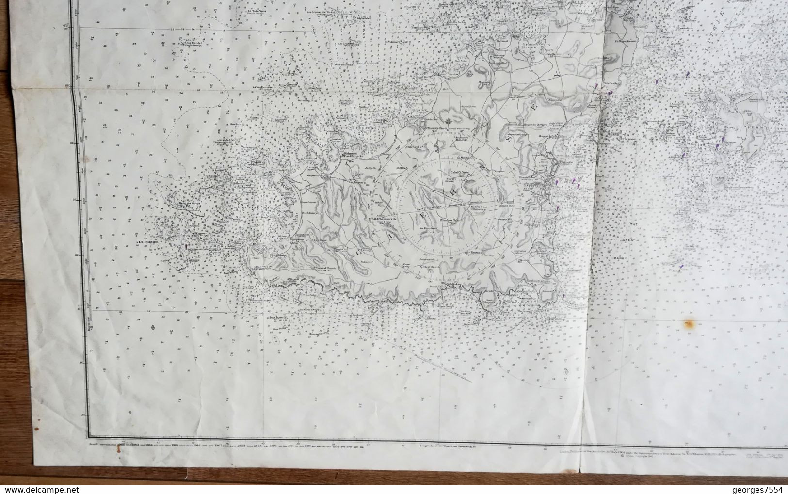 GUERNSEY. HERM And SARK- ISLANDS  Grande Carte Marin SURVEYED BY COMMANDER F.W. SIDNEY 1961 - 71 X 116 Cm. - Seekarten