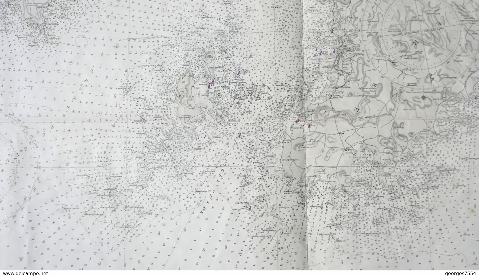 GUERNSEY. HERM And SARK- ISLANDS  Grande Carte Marin SURVEYED BY COMMANDER F.W. SIDNEY 1961 - 71 X 116 Cm. - Zeekaarten