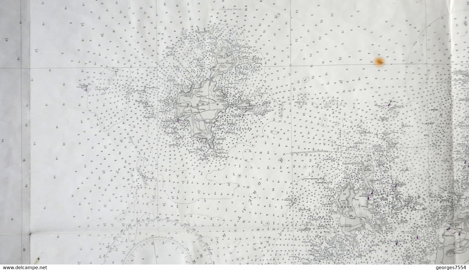 GUERNSEY. HERM And SARK- ISLANDS  Grande Carte Marin SURVEYED BY COMMANDER F.W. SIDNEY 1961 - 71 X 116 Cm. - Cartes Marines