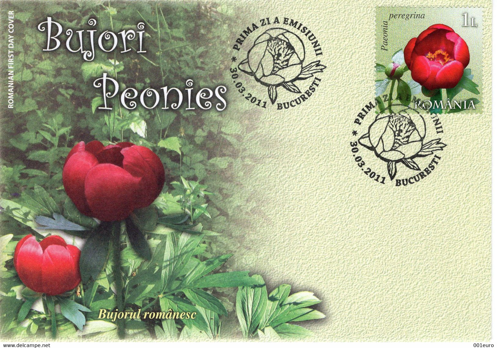 ROMANIA 2011: PEONIES, Unused First Day Cover - Registered Shipping! - Lettres & Documents