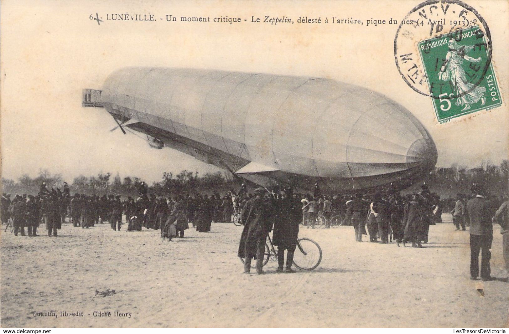 CPA - AVIATION PRECURSEUR - LUNEVILLE - Un Moment Critique - Le Zeppelin Pique Du Nez - Quantin Editeur - Dirigeables