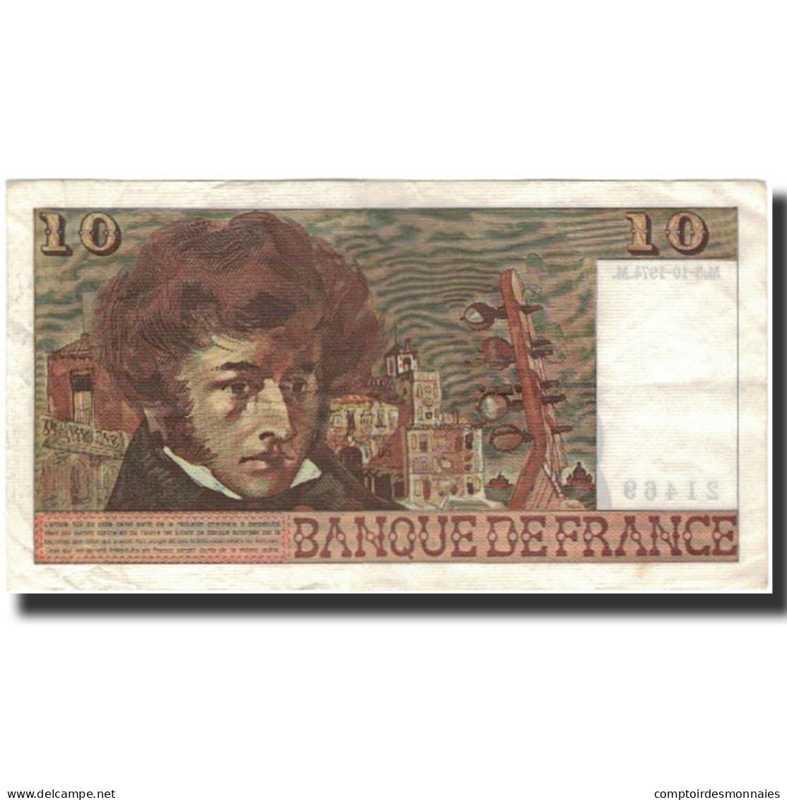 France, 10 Francs, Berlioz, 1974-10-03, TTB, Fayette:63.7a, KM:150a - 10 F 1972-1978 ''Berlioz''