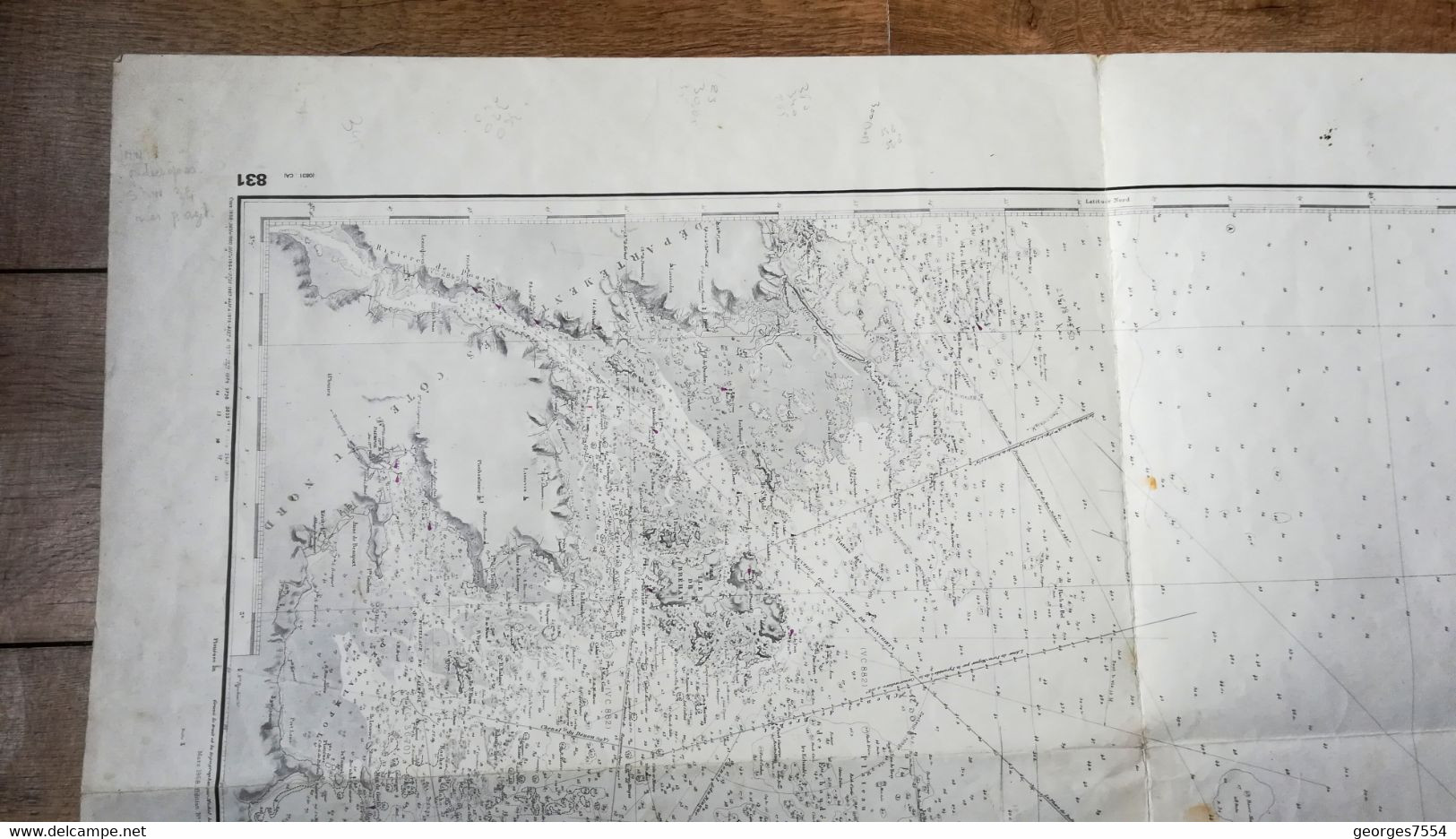 DES HEAUX DE BREHAT A PAIMPOL  Grande Carte Marine De Mr. BEAUTEMPS-BEAUPRE 75 X 106 Cm.1/20 000 - Nautical Charts