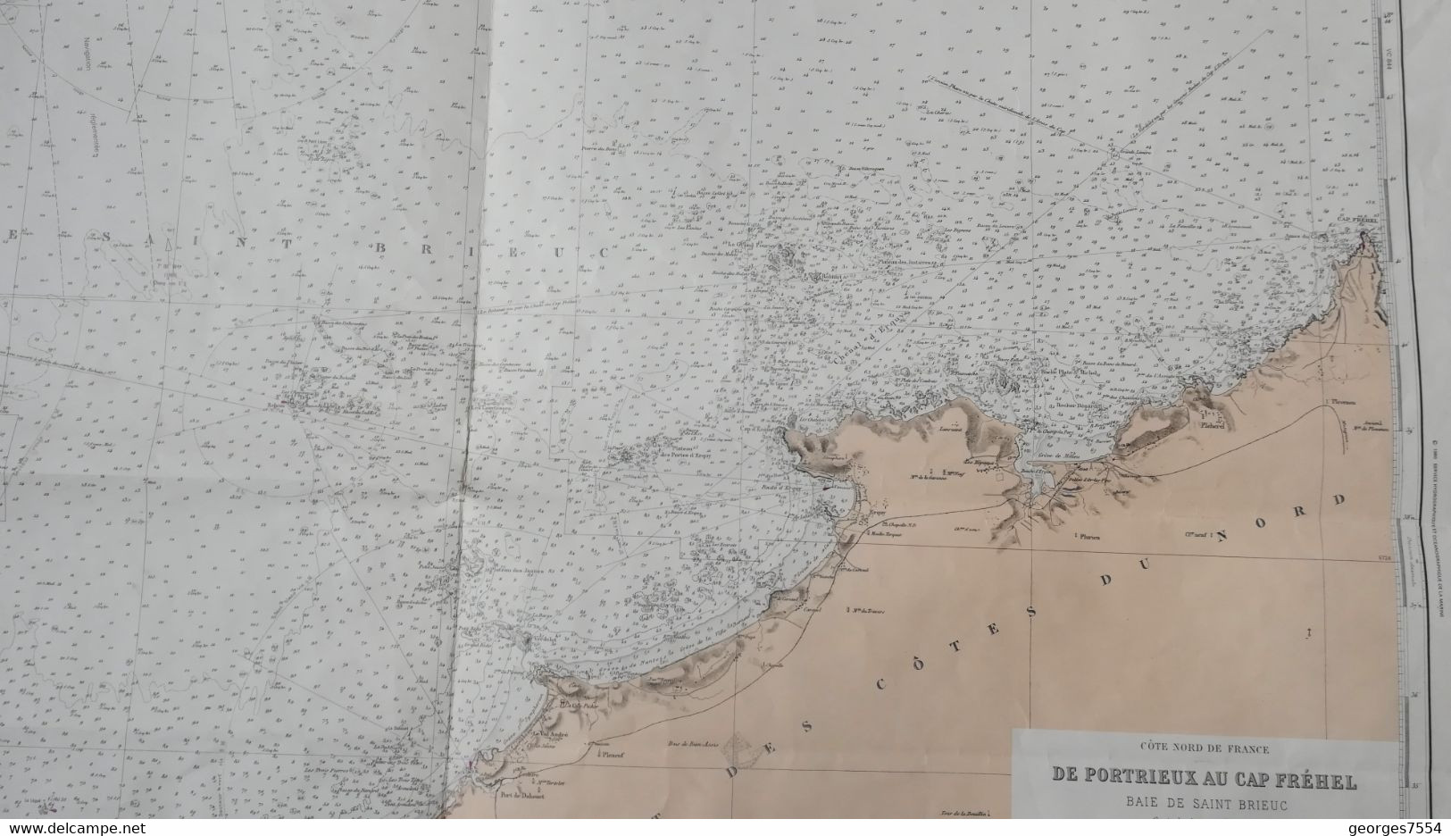 DE PORTRIEUX AU CAP FREHEL  Grande Carte Marine De Mr. BEAUTEMPS-BEAUPRE 75 X 106 Cm. - 1/10 000 - Zeekaarten