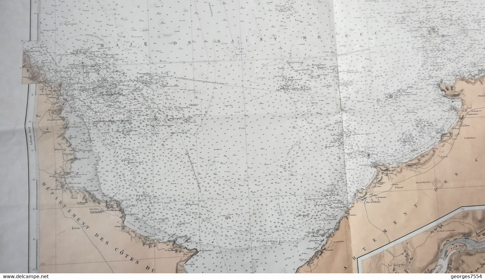 DE PORTRIEUX AU CAP FREHEL  Grande Carte Marine De Mr. BEAUTEMPS-BEAUPRE 75 X 106 Cm. - 1/10 000 - Nautical Charts