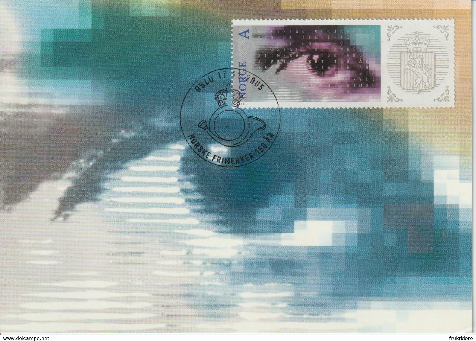 Norway Maximum Card Mi 1554 150 Years Of Norwegian Stamps - Eye And Coat Of Arms 2005 - Cartoline Maximum