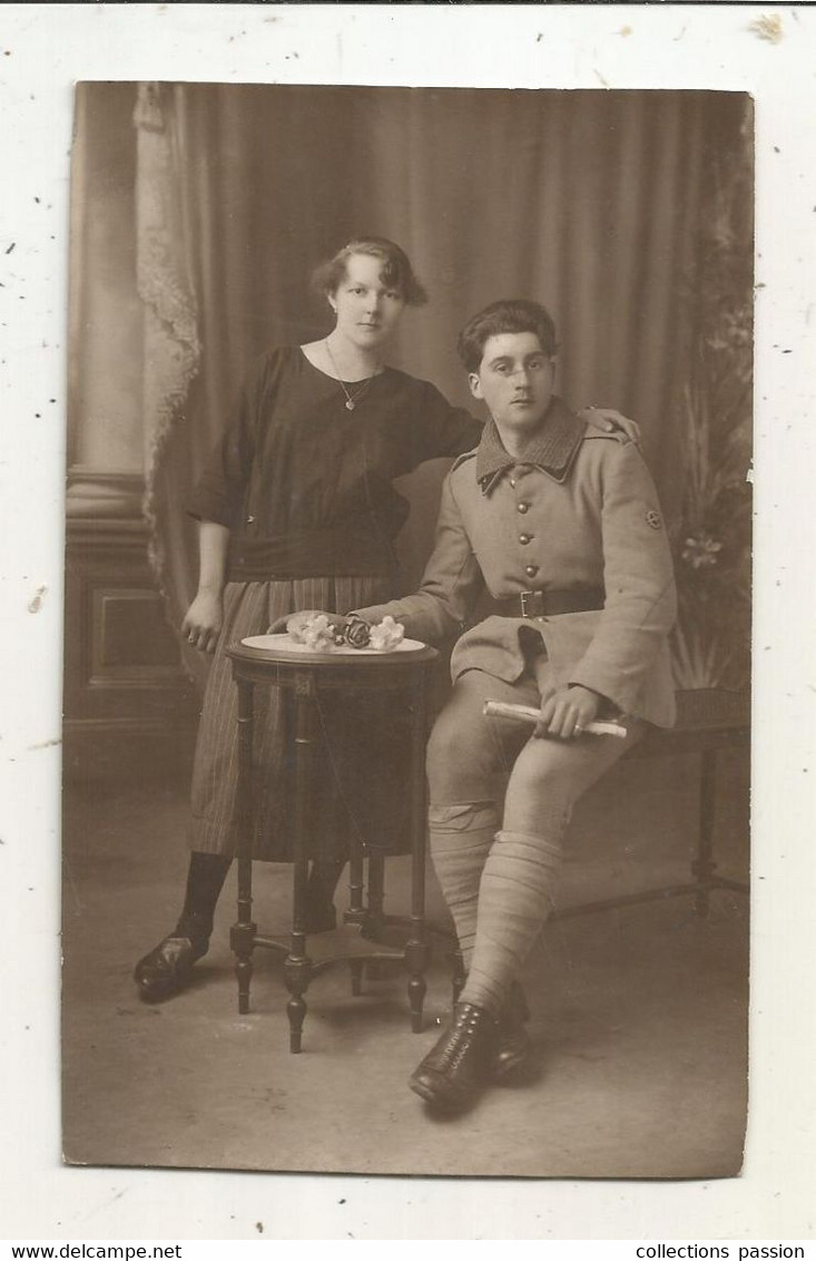 Cp, Carte Photo, Militaria , MILITAIRE ,vierge , Couple - Personaggi