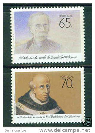 Portugal 1990   Vultos Das Letras Camilo Castelo Branco Writer E Frei Bartolomeu Dos Martires Theologian Set Of 2  MNH - Ecrivains