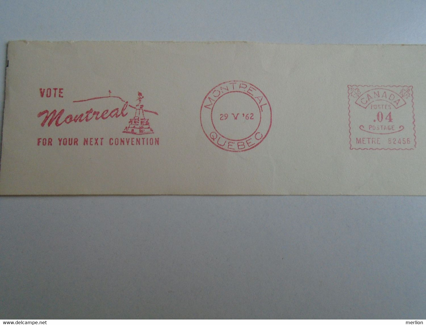 D191904  Canada  -Quebec Montreal - 1962 -  .04 Ct -RED METER  FREISTEMPEL  EMA - Viñetas De Franqueo - Stic'n'Tic