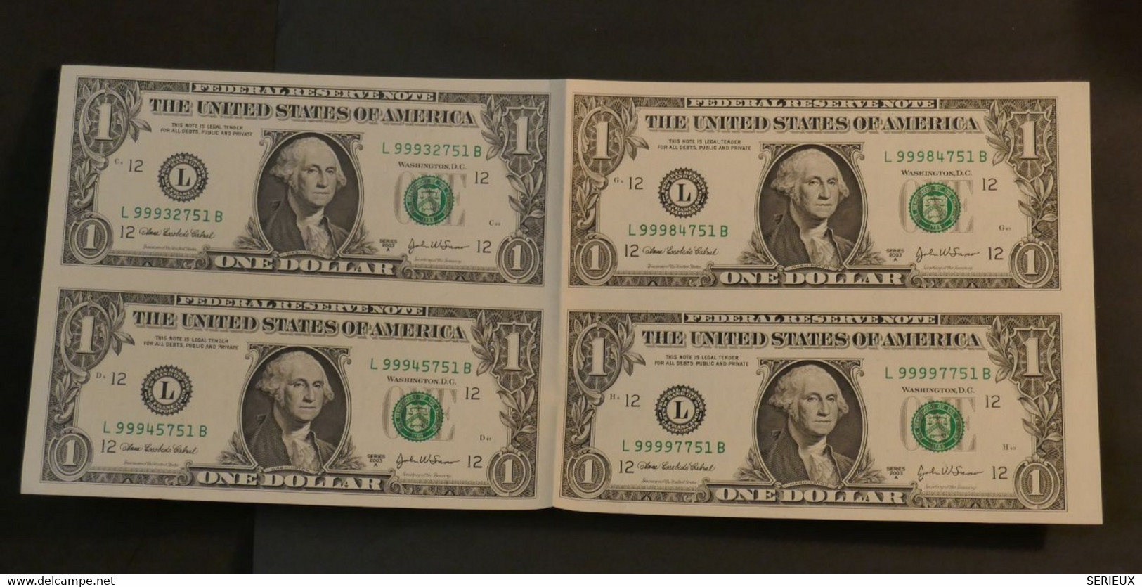 BI 12 ETATS UNIS 4X 1 DOLLAR  BLOC NON DETACHé +++ - Other & Unclassified