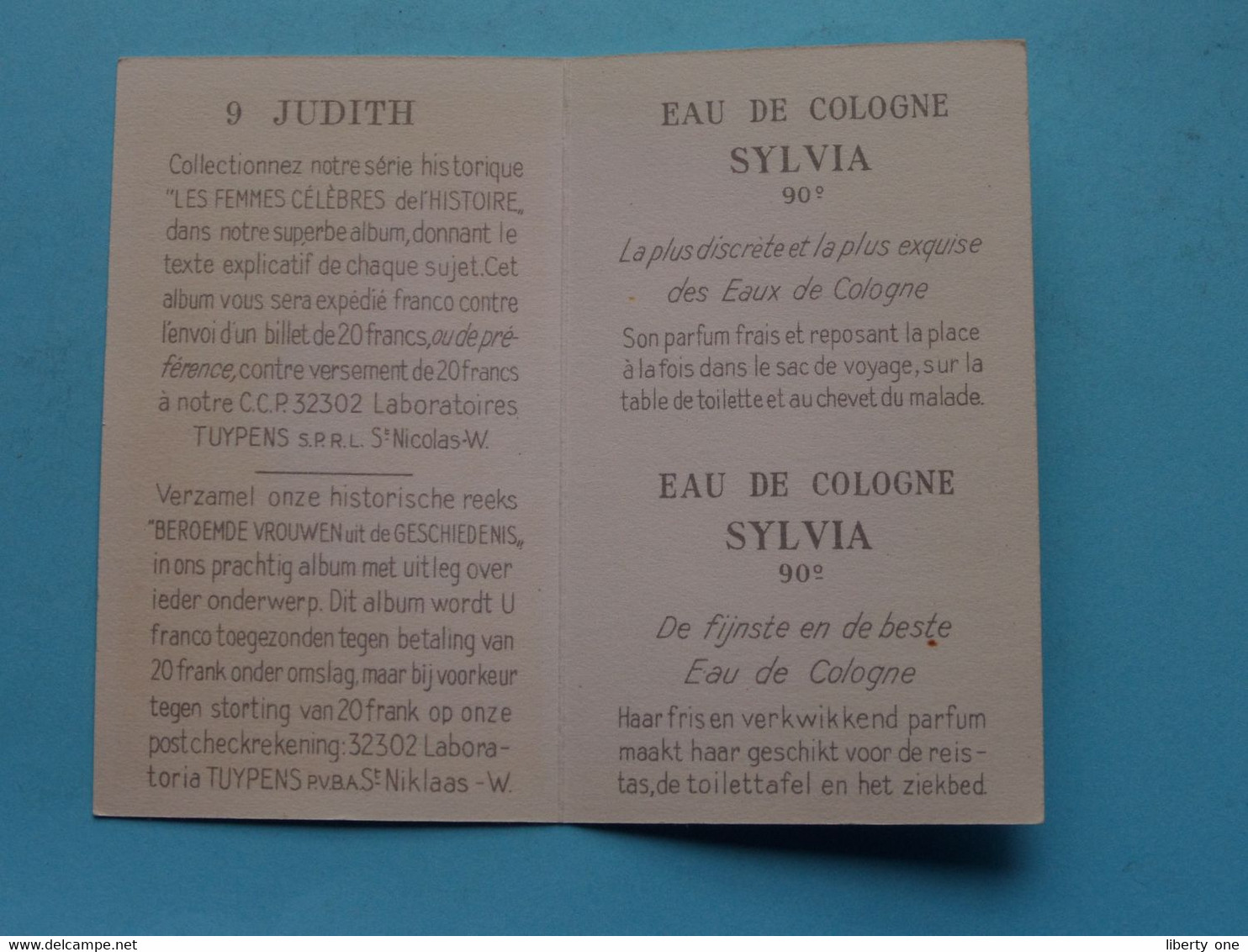 Eau De Cologne SYLVIA - 9 JUDITH ( Voir / Zie Photo Pour Detail ) ! - Vintage (until 1960)