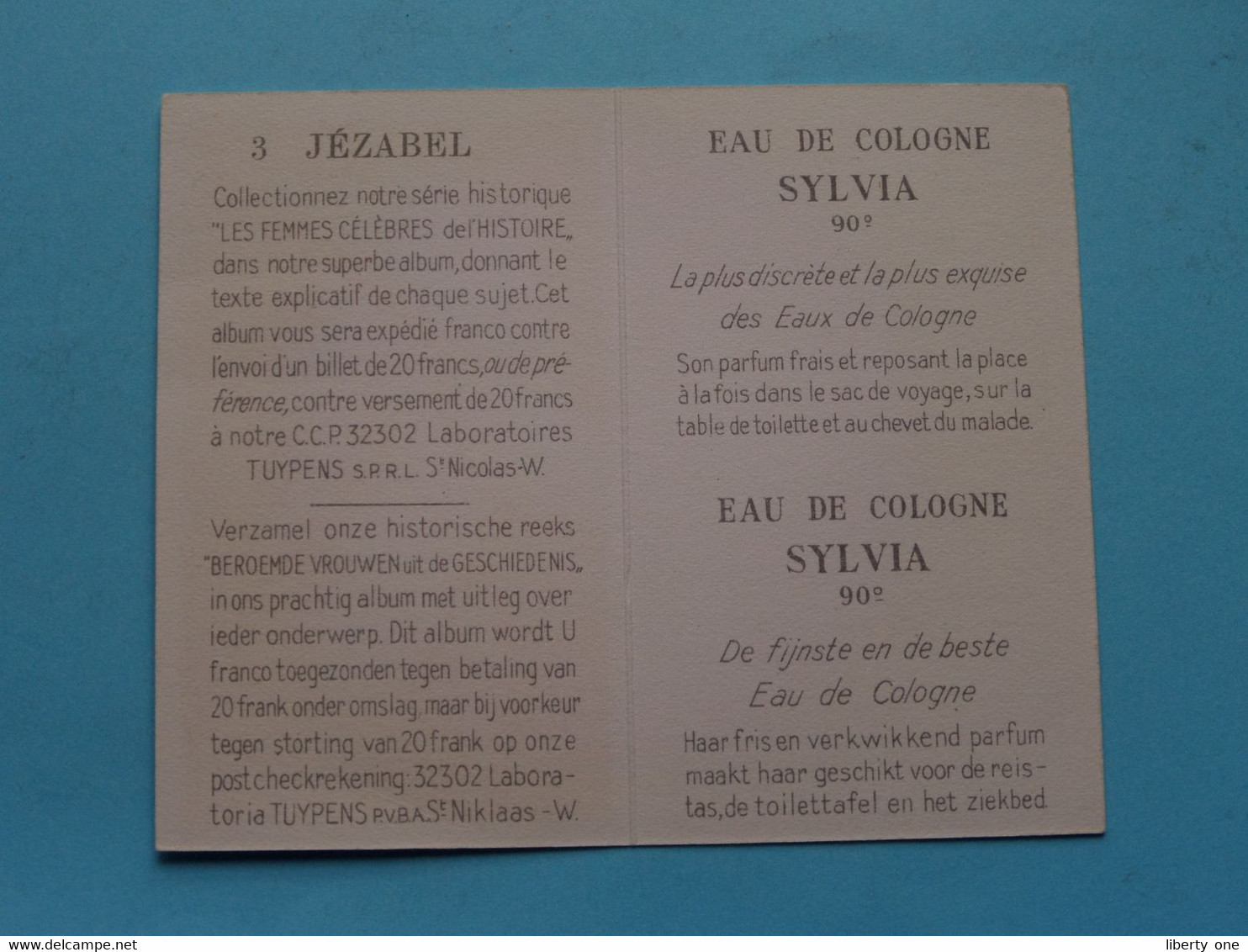 Eau De Cologne SYLVIA - 3 Jézabel ( Voir / Zie Photo Pour Detail ) ! - Anciennes (jusque 1960)