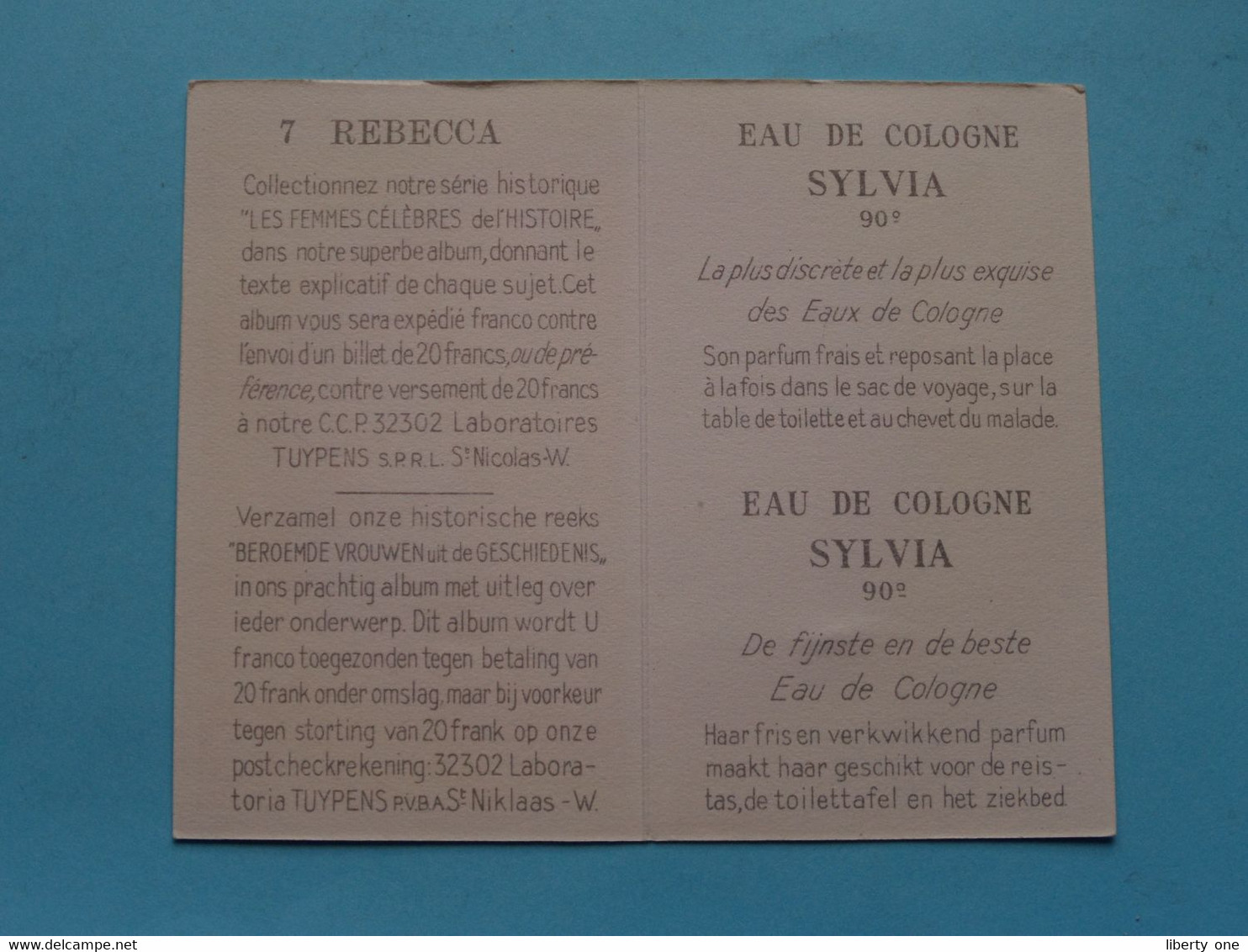 Eau De Cologne SYLVIA - 7 Rebecca ( Voir / Zie Photo Pour Detail ) ! - Oud (tot 1960)