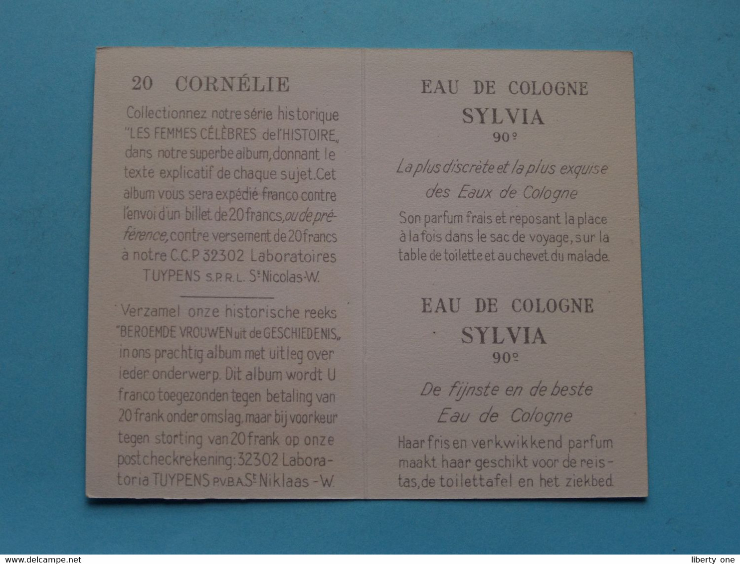 Eau De Cologne SYLVIA - 20 Cornélie ( Voir / Zie Photo Pour Detail ) ! - Anciennes (jusque 1960)