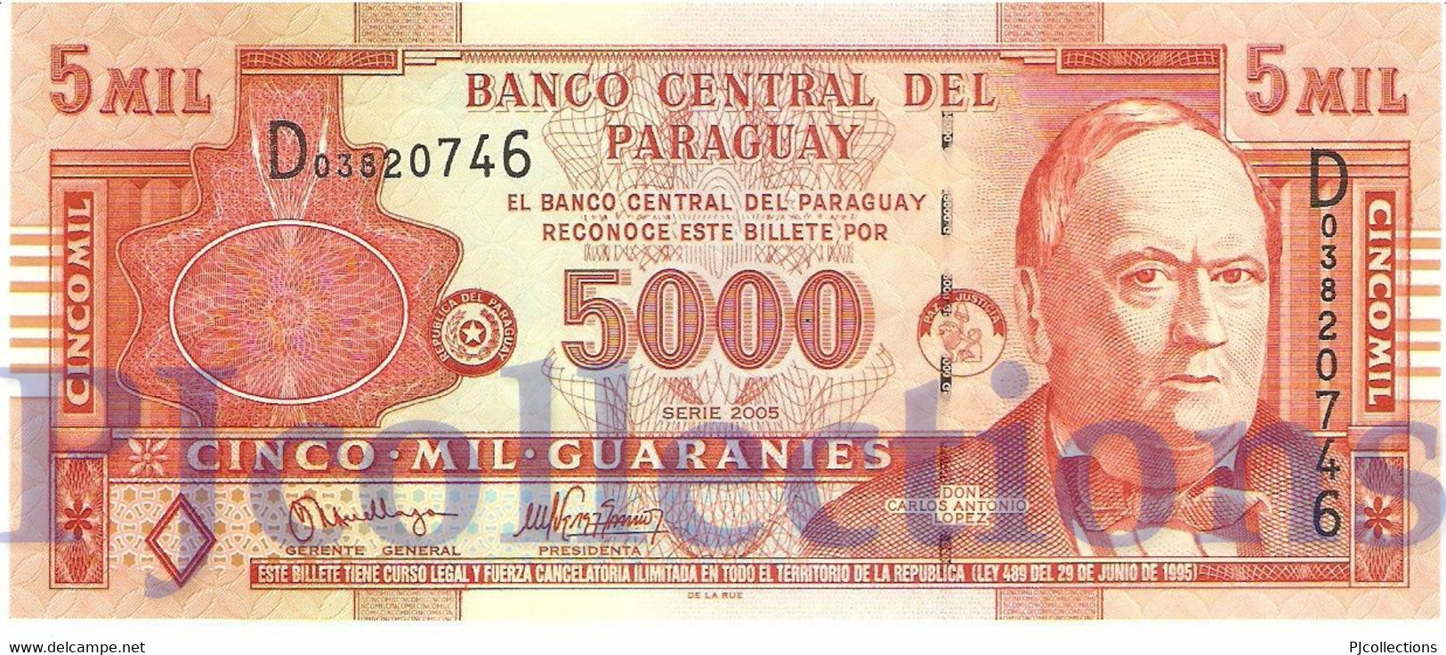 PARAGUAY 5000 GUARANIES 2005 PICK 223a UNC - Paraguay