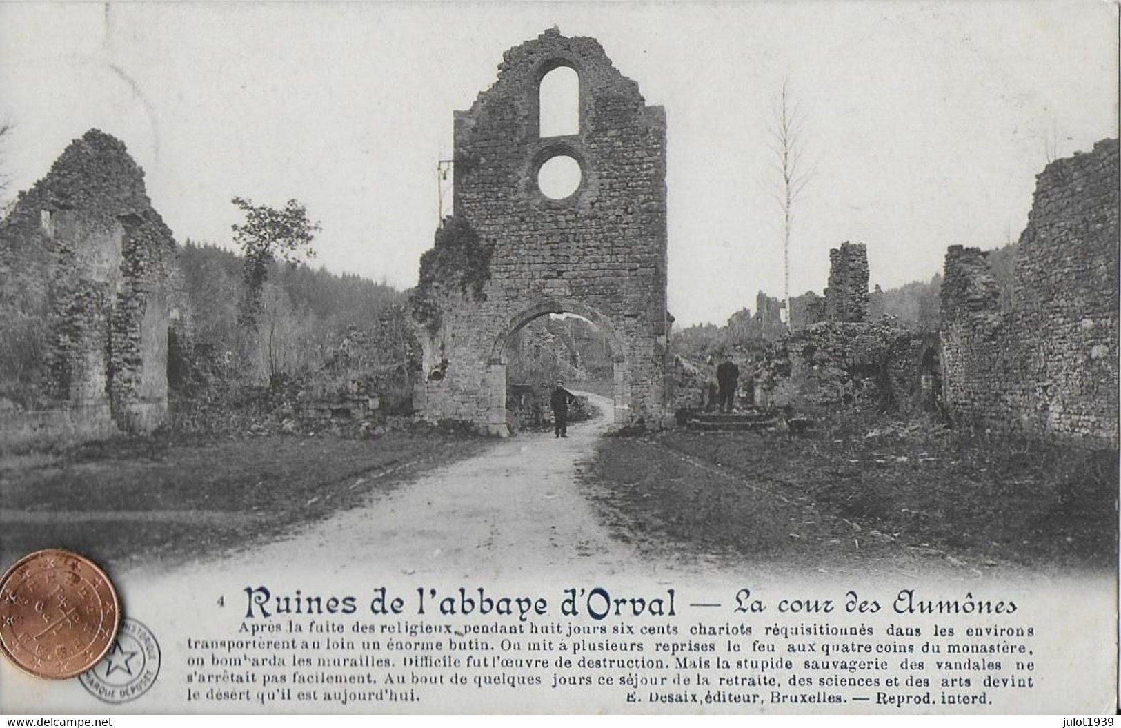 AA+.....ORVAL ..-- Ruines . La COUR Des AUMONES . Vers SAINT - Denis - WESTREM ( Melle P. De HEMPTINNE . CACHET !! - Florenville