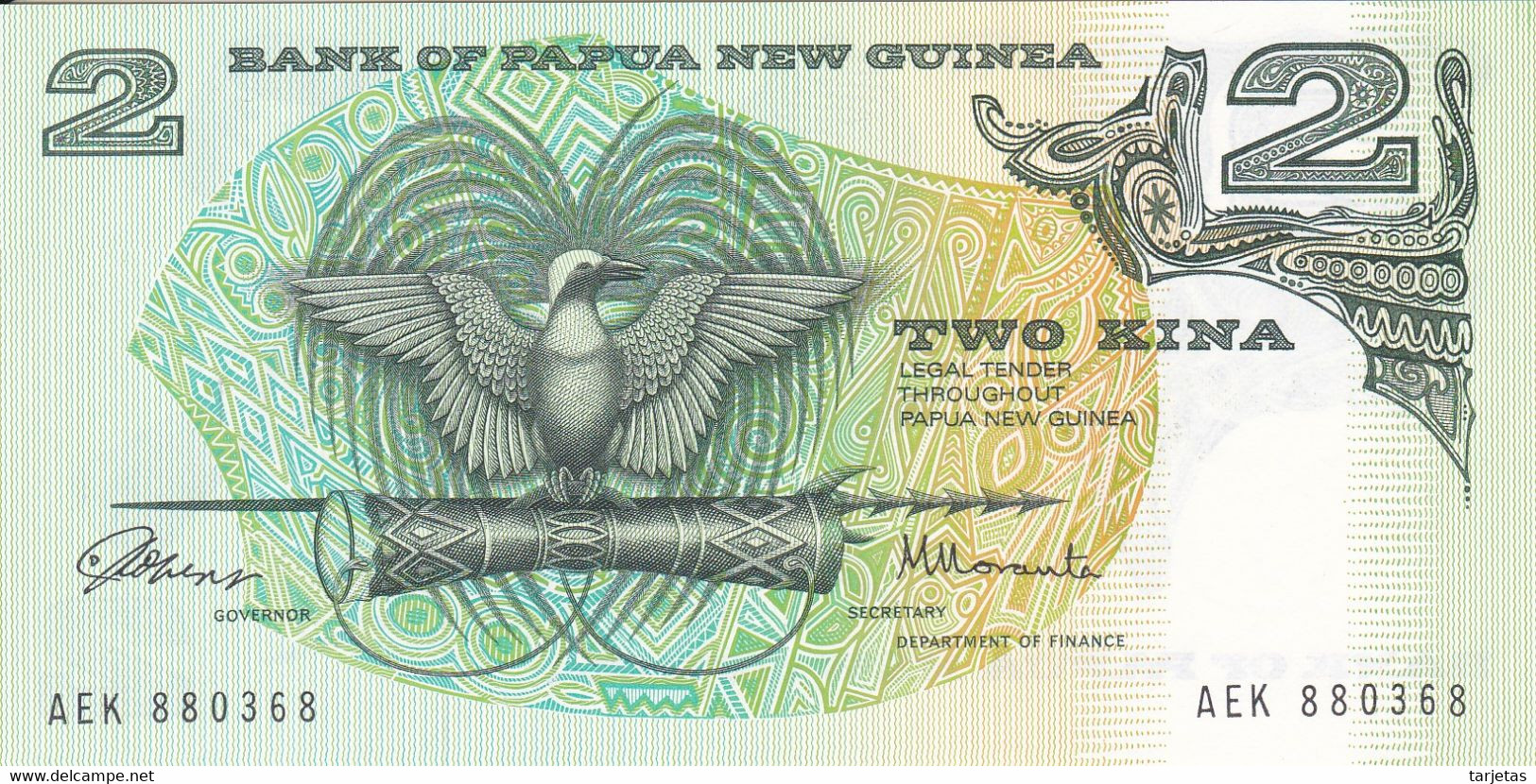 BILLETE DE PAPUA Y NUEVA GUINEA DE 2 KINA DEL AÑO 1975 SIN CIRCULAR (UNC) - Papouasie-Nouvelle-Guinée