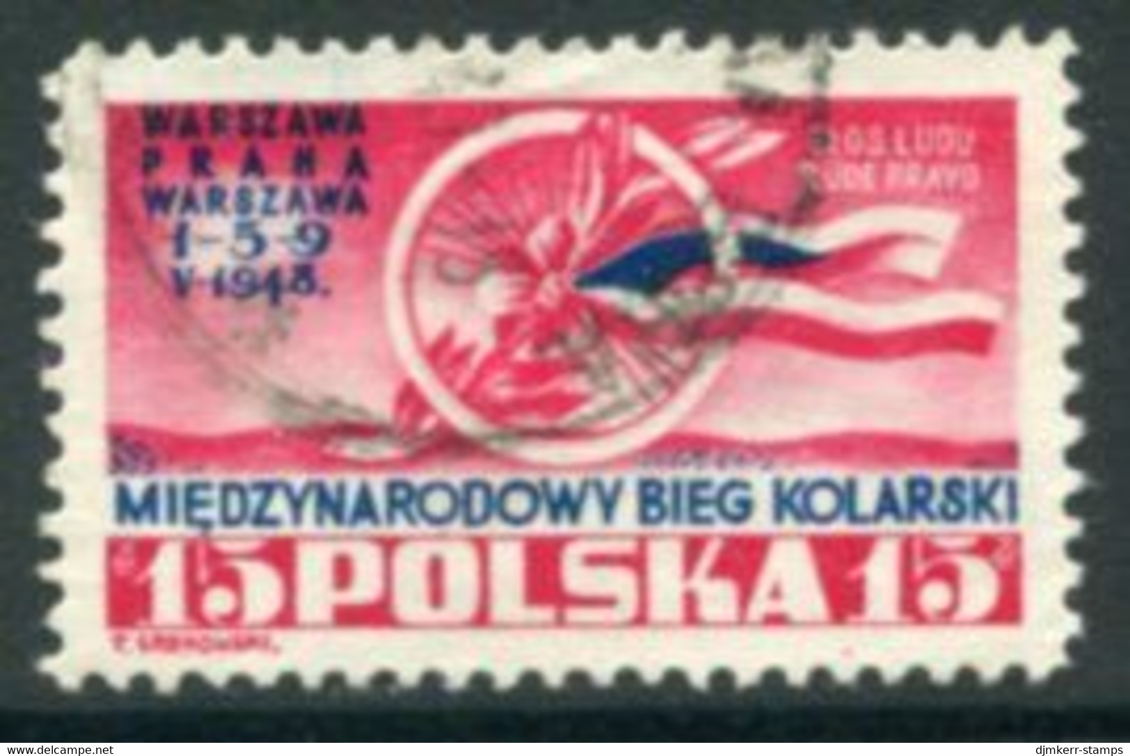 POLAND 1948  Warsaw-Prague-Warsaw Cycle Race, Used.  Michel 486 - Oblitérés