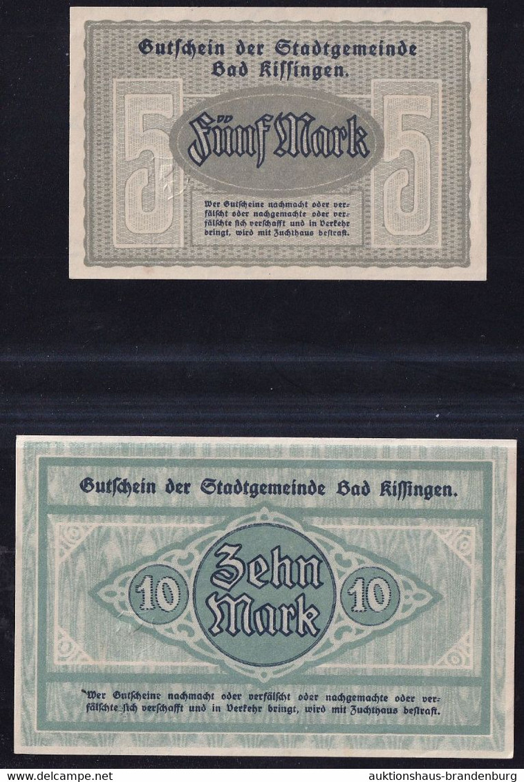 2x Bad Kissingen: 5 Mark + 10 Mark 20.11.1918 - Collections