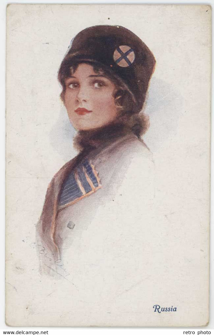 Cpa Signée Boileau (?), Russia ( Portrait De Femme )  ( ILL ) - Boileau, Philip