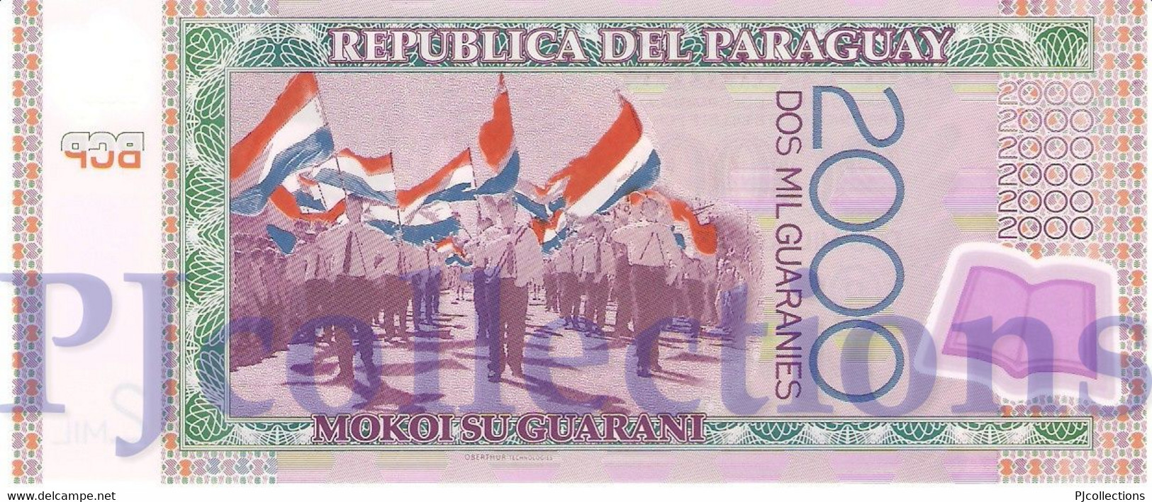 LOT PARAGUAY 2000 GUARANIES 2008 PICK 228a POLYMER UNC PREFIX "A" X 5 PCS - Paraguay