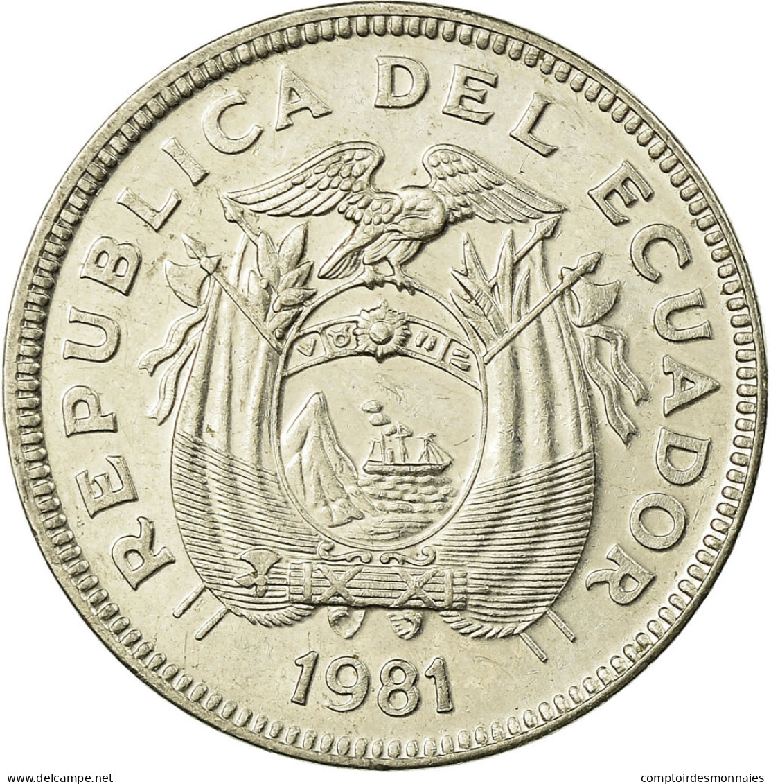 Monnaie, Équateur, 20 Centavos, 1981, TTB, Nickel Plated Steel, KM:77.2a - Equateur