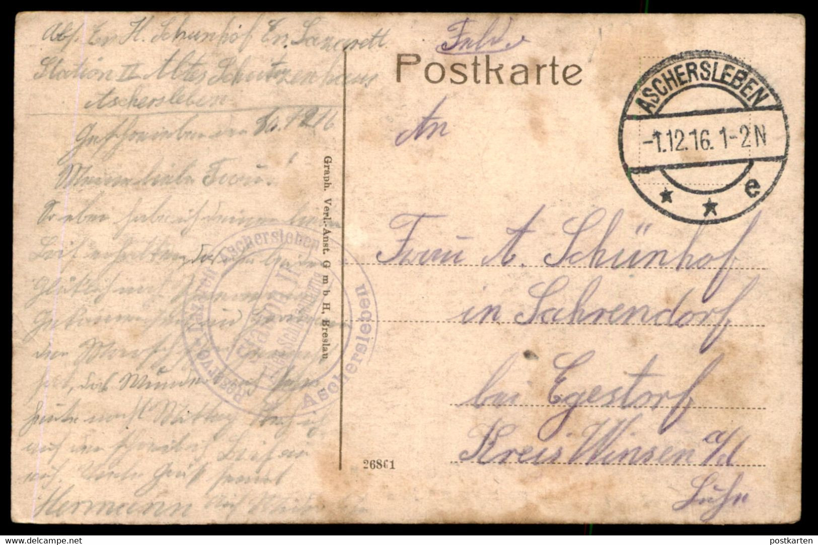 ALTE POSTKARTE ASCHERSLEBEN HERRENBREITE MIT JOHANNIS-PROMENADE GESCHÄFT OTTO WEIN...WERKZEUGE AK Postcard Cpa - Aschersleben