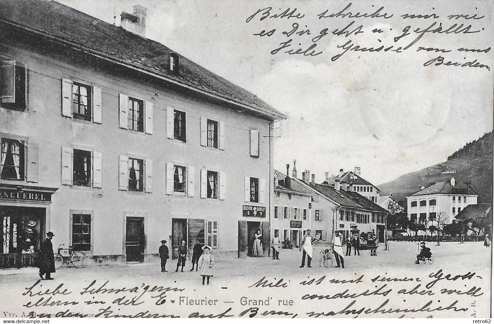 FLEURIER → Grand 'rue / Place De Village Animée Anno 1902    ►RAR◄ - Fleurier