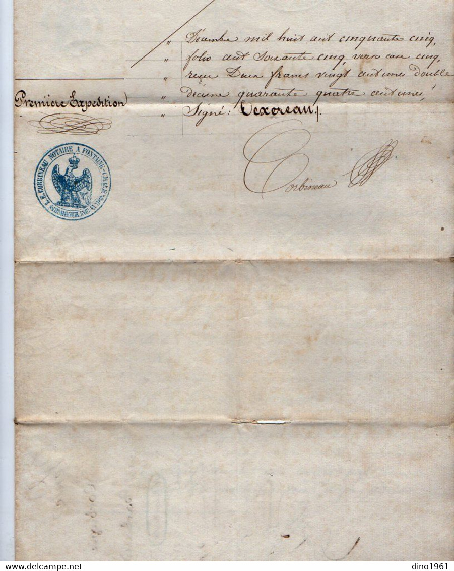 VP21.148 - FONTAINE CHALENDRAY - Acte De 1855 - Vente De Terre Sise à NERE Par Mr CORBIGNE à Mr BARBAUD - Manuscrits