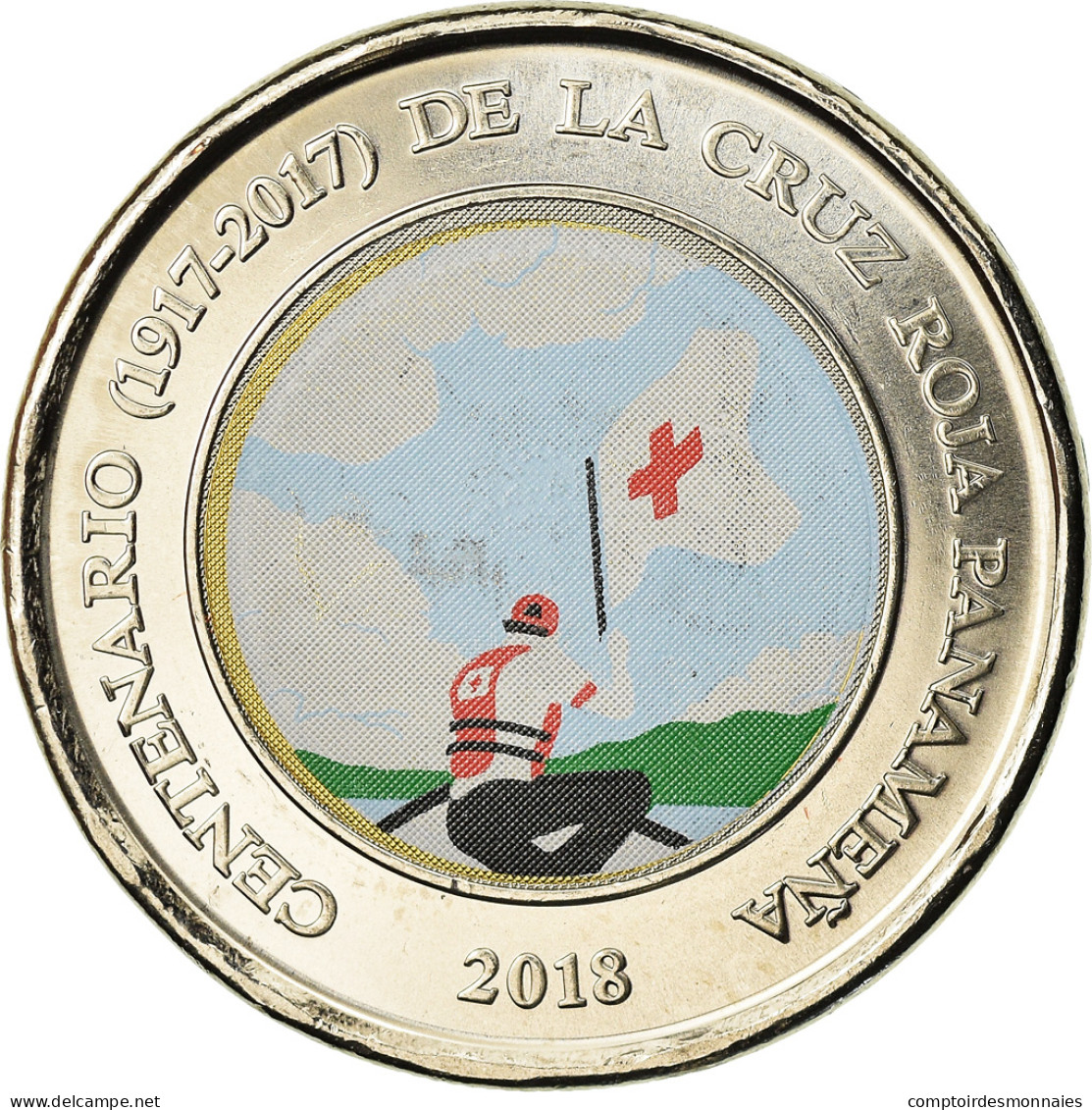 Monnaie, Panama, Anniversaire De La Croix Rouge, Balboa, 2018, SPL, Bi-Metallic - Panama