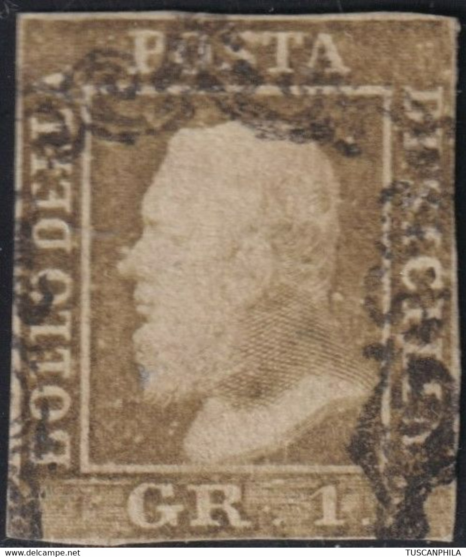 1 Gr. I^ Tav. II° Stato Verde Oliva Gr. Pos.49 Sass 3c Usato Raro Cv 11000 - Sicilia